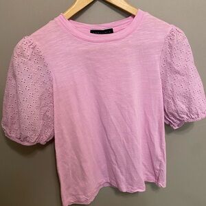 Sanctuary Light Pink Textured Puff-Sleeve Top Size Small
